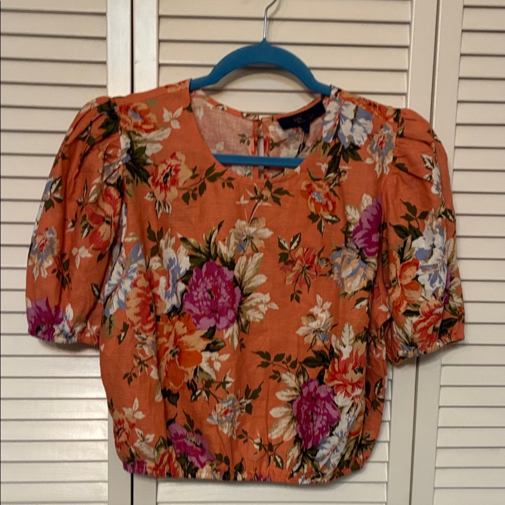 RACHEL Rachel Roy Floral Puff Sleeve Blouse